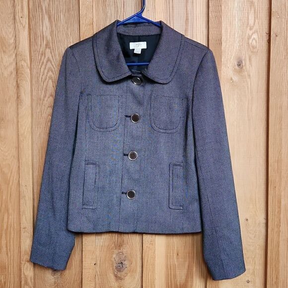 Ann Taylor Loft Single Breasted Office Blazer Jacket, Size 6, Black & White - Picture 1 of 10